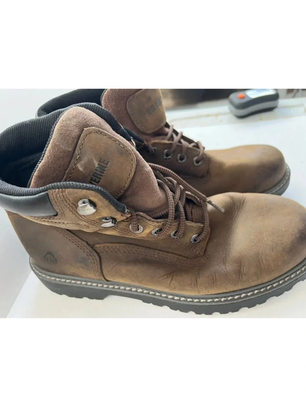 Wolverine Floorhand Boots Men's 9M Brown Leather Steel Toe Work Waterproof Shoes